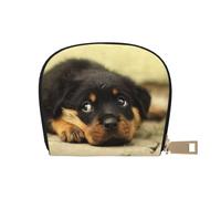 YWSOTRE Rottweiler Dogs Cute Dogs Puppy Pets Small, Pu Leather Shell Card Bag Stylish Credit Card Holder Wallet Card Case