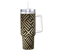 YWSOTRE Seamless Geometric Striped Pattern,40OZ Ice Bully Cup with Handle Stainless Steel Mug Water Bottle