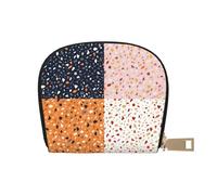 YWSOTRE Seamless Vector Terrazzo Patterns, Pu Leather Shell Card Bag Stylish Credit Card Holder Wallet Card Case