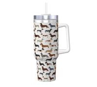 YWSOTRE Smooth Wire Haired Long Haired Dachshunds Dogs Pets,40OZ Ice Bully Cup with Handle Stainless Steel Mug Water Bottle