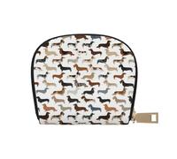 YWSOTRE Smooth Wire Haired Long Haired Dachshunds Dogs Pets, Pu Leather Shell Card Bag Stylish Credit Card Holder Wallet Card Case