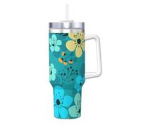 YWSOTRE Spring Flowers Seamless Pattern,40OZ Ice Bully Cup with Handle Stainless Steel Mug Water Bottle