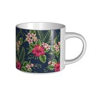 YWSOTRE Tropical Flowers Frangipani Hibiscus Nature, Large-Capacity Ceramics Mug Tea Cup Coffee Mugs Ceramic Cup 450 ml