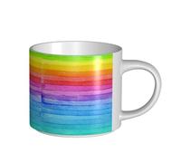 YWSOTRE Watercolor Paint Bright Colors Line Artwork, Large-Capacity Ceramics Mug Tea Cup Coffee Mugs Ceramic Cup 450 ml