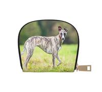 YWSOTRE Whippet Dogs Lawn Dogs Gray Dogs Pets, Pu Leather Shell Card Bag Stylish Credit Card Holder Wallet Card Case