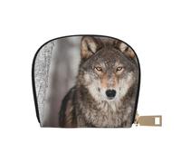 YWSOTRE Wild Wolf Print, Pu Leather Shell Card Bag Stylish Credit Card Holder Wallet Card Case