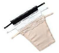 YWTAENOH 3Pcs Lady Lace Clip-on Mock Camisole Bra Insert Overlay Modesty Panel Vest Camisoles Black White Beige