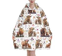 YWTGEYEY Highland Cow Gifts Wearable Blanket Oversized Blanket Cozy Hoodie For Adults Sweatshirt Sweater Blanket With Pocket, Highlandcowa, Normal
