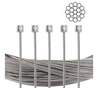 YWUIPGS Shift Cables - 3000mm/2500mm Grinding Stainless Steel Derailleur Shift Cable for Mountain Road Bike & Scooter, Ultra-Smooth Inner Wire with End Caps(5pcs SS 3m)