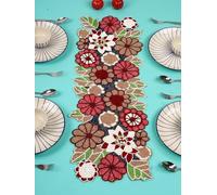 YWULY Beautiful Beaded Dining Table Runner Craftsmanship | Pack of 1 Measure 13 * 36 Inches| Thanksgiving - Occasional Decoration Flower Pattern-014