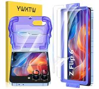 YWXTW EZ Alignment for Samsung Galaxy Z Flip 6 Screen Protector, [Strengthen Crease Test] 3Pcs Inner Soft EPU Film+2Pcs Front Display Tempered Glass+1 Set Camera lens Protector, Anti Scratch