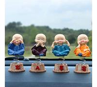 YWXXKL Car Ornaments 4 Pcs/set Resin Bobble Heads Doll Figure Decoration Monks Maitreya Buddha Figure Gift Desk Auto Pendant