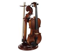 YWYLL Solid Wood Violin Stand with Bow Holder - No Assembly Needed, Heavy-Duty 4/4 Size Display, Handcrafted Cut-Out Design for Home/Studio/Stage (ROUND)
