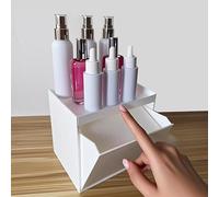 YWZF Disposable Facial Towel Storage Box - Acrylic Container Compatible with Clean Skin Club Clean Towel XL - Wall-Mounted Makeup Organizer with Drawer (Excluding Facial Towels) (White)