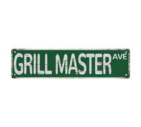 YWZQWJBC Street Sign Grill Master Avenue Retro Metal Tin Signs 16X4 Inch For Shop Yard Man Cave Garage Outdoor Funny Wall Decor Decorative Poster Plate, GuiXS3466