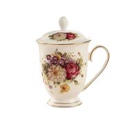 YX-SHMA Ceramic Mug,Fine Bone China Tea Cup, Tea Mugs for Women, Tea Cup with Lid, Suitable for Making Tea, Cold Drinks, Hot Drinks, Coffee, Etc, 10 oz