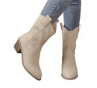 YXADGML Cowboy Boots For Women Women Boots Fashion Casual Shoes For Women High Heels Strange Style Pointed Toe Solid Color Boots(Beige,39)