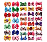 YXADGML Dog Bows 10pcs /20pcs/30pcs Various Style Pet Dog Bows Pet Hair Bows Rubber Bands with Diamond Dog Bow Grooming Supplies(Mix colour,30pcs)