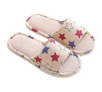 YXADGML Slippers Women Home Slippers Indoor Floor Soft Couple Linen Slipper Floral Lightweight Unisex Bedroom Shoes Ladies Open Toe Flip(Olivine,41-42 Length27cm)