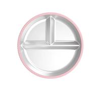 YXADGML Stainless Steel Plate Stainless Steel Divided Plate with Silicone Suction Cup Non Slip Heat Resistant Food Pan(Pinkish Grey)