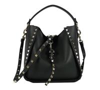 YXADGML Studded Bag Luxury Women's Bucket Bag Designer Genuine Leather Lychee Fashion Rivet Shoulder Bag Handbag(Black,24cm)
