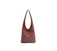 YXADGML Studded Bag Rivet Bucket Bags For Women Handbags Luxury Designer Soft Shoulder Bag Punk Studded Shopper Purses Female Clutch Tote(Red small rivet)
