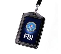 YXBOMG FBI ID Card Holder Leather with Lanyard, Role Play Police Props Special Undercover Agent Halloween Party Supplies