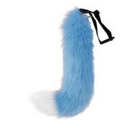 YXBOMG Fox Tail Blue 55cm (21.65in) Soft Fluffy Wolf Cat Long Plush Tail, Halloween Animal Role Play Party Costume