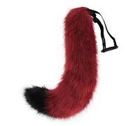 YXBOMG Fox Tail Dark Red 55cm (21.65in) Soft Fluffy Wolf Cat Long Plush Tail, Halloween Animal Role Play Party Props