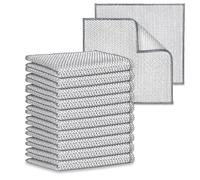 YXBWM 10 PCS Double Layer Steel Wire Cleaning Cloth, Reusable Silver Mesh Dishcloth for Kitchen, Heavy Duty Metallic Scrubber for Sinks, Pots and Pans, Wet & Dry (20x20 cm)
