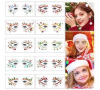 YXBWM 10pcs Christmas Face Tattoos Stickers for Kids, Temporary Tattoos for Boys Girls Halloween Costumes Decorations, Face Painting Mask Make up Accessories Party Bag Fillers