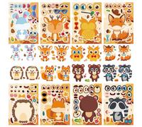 YXBWM 16 Pcs Animal Stickers - DIY Make a Face Stickers! Fun Craft for Kids, Birthday Party Favors, Classroom Gifts (animal)