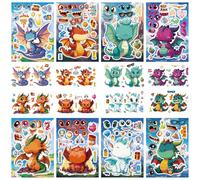 YXBWM 16 Pcs Dinosaur Stickers - DIY Make a Face Stickers! Fun Craft for Kids, Birthday Party Favors, Classroom Gifts (Dinosaur)