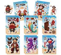 YXBWM 16 Pcs Pirate Face Stickers for Kids - Make Your Own Creative Face Stickers, Skull & Crossbones - Party Favors & Decorations (Pirate)