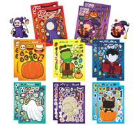 YXBWM 16pcs Halloween Make A Face Sticker Sheets, Vampire Pumpkin Ghost Witch Mummy Zombies Craft Make A Face Stickers, Favors for Kids Parties Decoration (Halloween A)