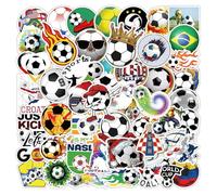 YXBWM 50 Pcs Soccer Stickers - Vinyl, Waterproof Football Decals for Water Bottles, Laptops - Kids, Teens, Soccer Fans Collection (Football)