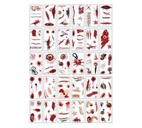 YXBWM Halloween Scar Tattoo Stickers, 30pcs Simulation Bloody Fake Bleeding Wound Sutures Vampire Bite Tattoos, is Suitable For Men, Women and Children.Perfect Halloween Decorations (Halloween scars)