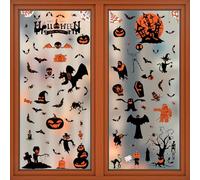 YXBWM Halloween Window Stickers,9pcs Reusable Halloween Decoration Stickers,Bat Ghost Haunted House Spider Witches Pumpkin Window Stickers