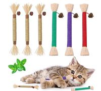 YXBWM Natural Catnip Chew Rope,Cat Silvervine Chew Sticks for Teeth Cleaning Stress Relief,Interactive Cat Toys for Indoor Cats & Kittens (6Pack)