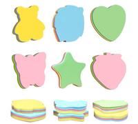 YXBWM Shape Sticky Notes 600 Sheets, 6 Fun Shapes (Star/Heart/Butterfly/Bear/Strawberry/Leaf), 4 Colors Each, Super Sticky Self-Stick Memo Pads 3x3Inches for Office School Home