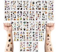 YXBWM Temporary Tattoo For Kids, 30 Sheets Halloween Themed Tattoos Stickers, Weird Pumpkin, Ghost, Witch, Spider, Bats Waterproof Fake Tattoo For Gift Party Bags Filler (Halloween)