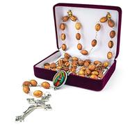 YXBZKGDCNG Wooden Catholic Rosary Necklace from Israel,Olive Wood Rosary Beads with Icon Portrait&Cross Pendant,Confirmation&Communion Rosaries for Men&Women