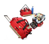 YXCMD Rolling Medical Bag with Wheels & Customizable Dividers, First Aid Organizer for Nurses, EMTs, Doctors - Large Capacity, Reflective Strips, Durable 1800D Oxford (Empty)(Red)