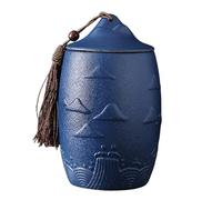 YXCQHZM Rough-Textured Ceramic Relief - Rough-Textured Ceramic Pet Urn - for Small Dog Cat Pet Ash Burial Funeral Urns (blue)