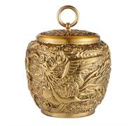 YXCQHZM Solid Brass Dragon and Phoenix Mini Cremation Urn for Human Pet Ashes,Brass Urns with Lid, Small Urns for Human Ashes Keepsake