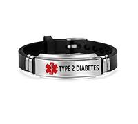 YXCZWHQ Medical Alert ID Bracelet for Women Men Silicone Wristband Bracelet | Emergency First Aid,Health Bracelet,Engraved Type 1 diabetes,Satinless Steel Adjustable Bracelet.