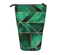 YXDVPALNE Abstract Nature Emerald Green Shams,Telescopic Pencil Case,Stand Pencil Holder with Zipper Pencil Pouch Pen Bag