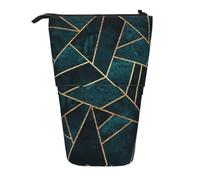 YXDVPALNE Abstract Nature Emerald Green,Telescopic Pencil Case,Stand Pencil Holder with Zipper Pencil Pouch Pen Bag