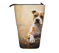 YXDVPALNE American Staffordshire Terrier Printing,Telescopic Pencil Case,Stand Pencil Holder with Zipper Pencil Pouch Pen Bag