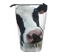 YXDVPALNE Animal Funny Cow Head Black White,Telescopic Pencil Case,Stand Pencil Holder with Zipper Pencil Pouch Pen Bag